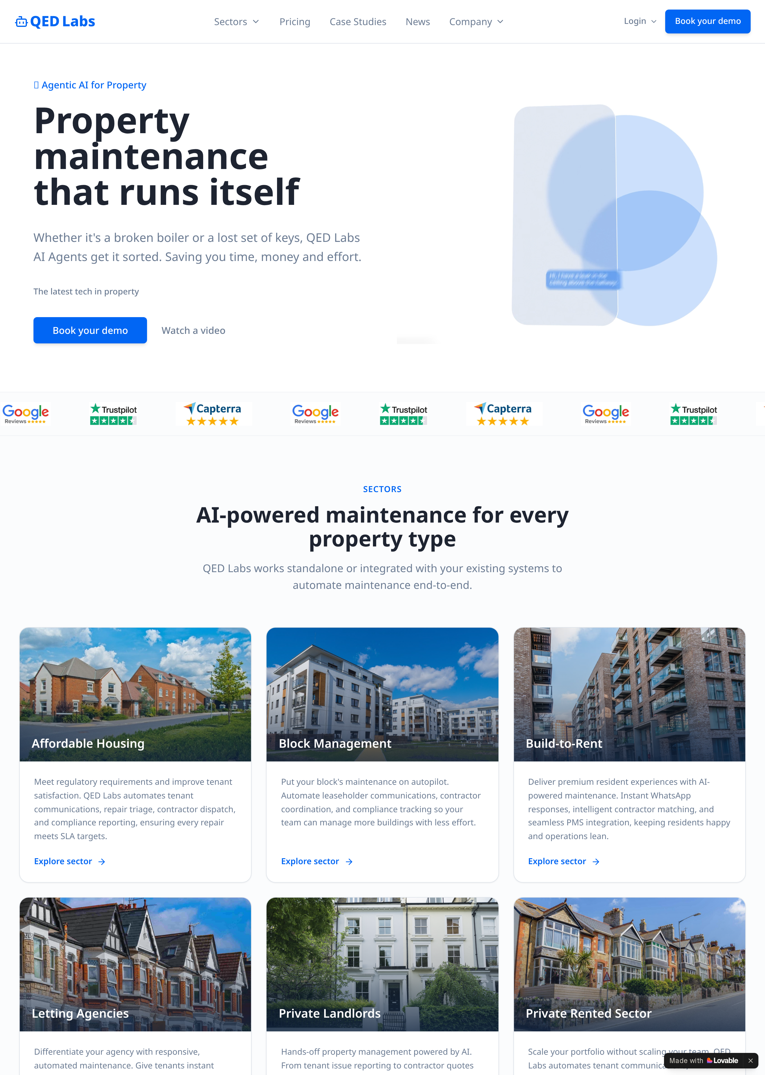 Preview of the QED Labs website we built